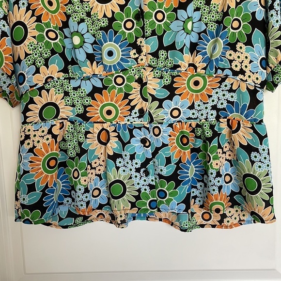 Cabi Women’s Front Button Floral Peplum Blouse Multicolored M - Picture 5 of 7